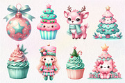 Kawaii Pink Mint Christmas Clipart, an Illustration by Dream Creation (Thumbnail 7 of 7)