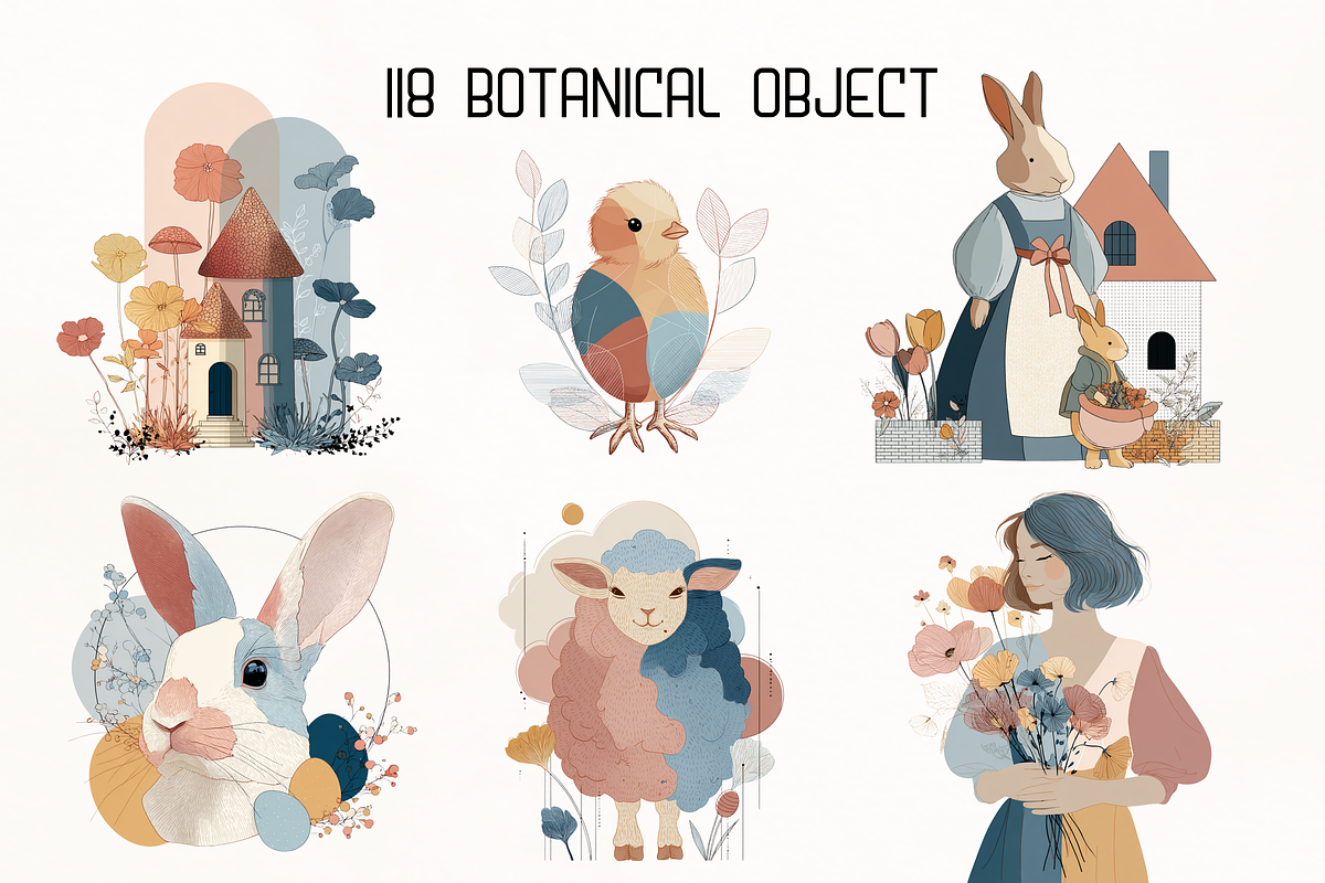 Geometric Botanical Spring Pack, a Decorative Illustration by GiraffeCreative (Photo 3 of 21)