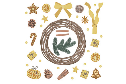 DIY Christmas wreath and objects
