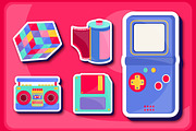 90s Retro Sticker Set, a Templates & Theme by studiogstock (Thumbnail 1 of 4)