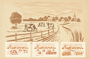 Vintage village. Vector set., an Animal Illustration by bioraven (Thumbnail 6 of 13)