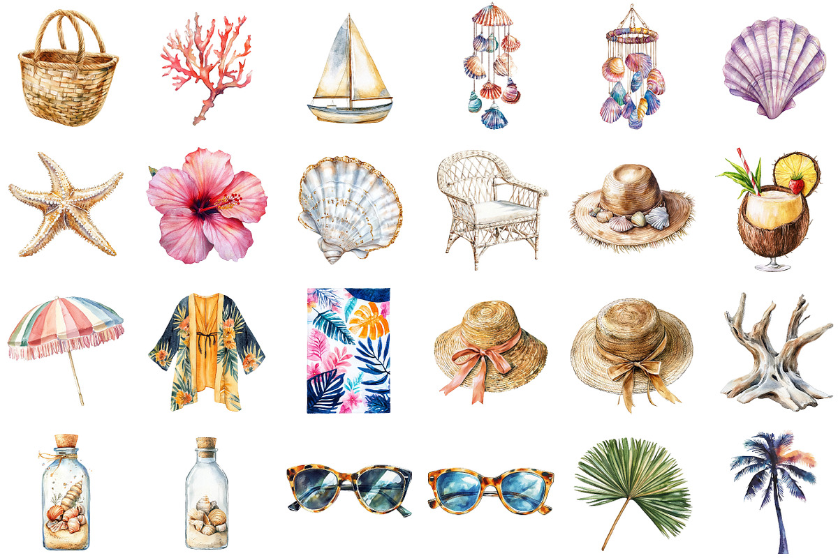 Boho Clipart Summer Fashion Coastal, an Illustration by Sublimation Artist (Photo 2 of 6)