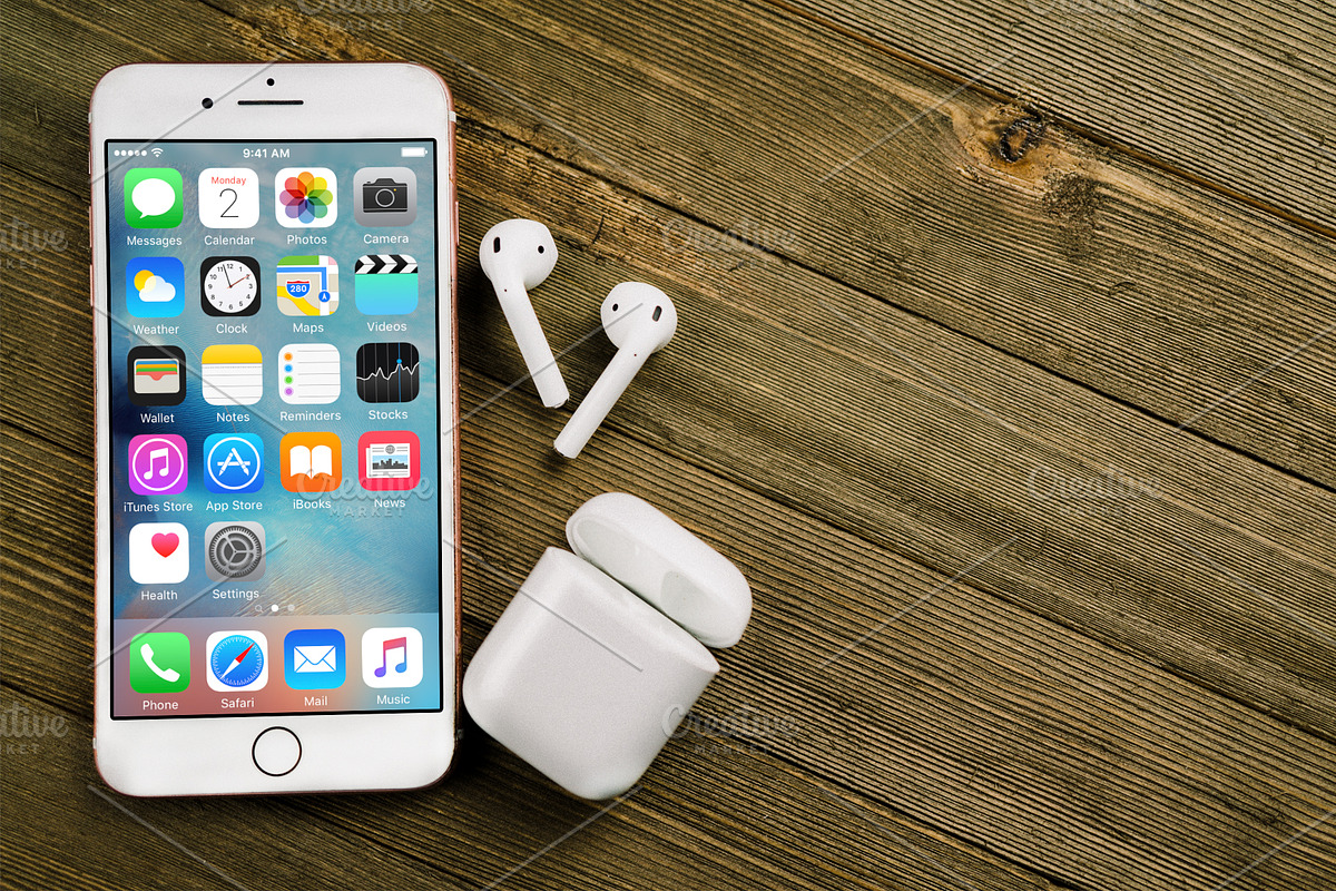 iPhone 7 Plus & AirPods Mockup, an iPhone Mockup by GetMockups