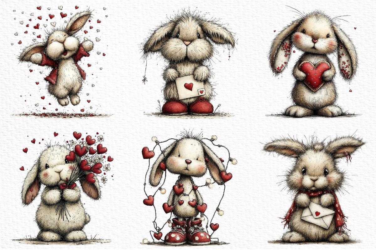 Funny Valentine Bunny Clipart, an Illustration by Craft Nest (Photo 5 of 10)
