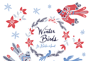Winter Birds - Vector Clip Art Set