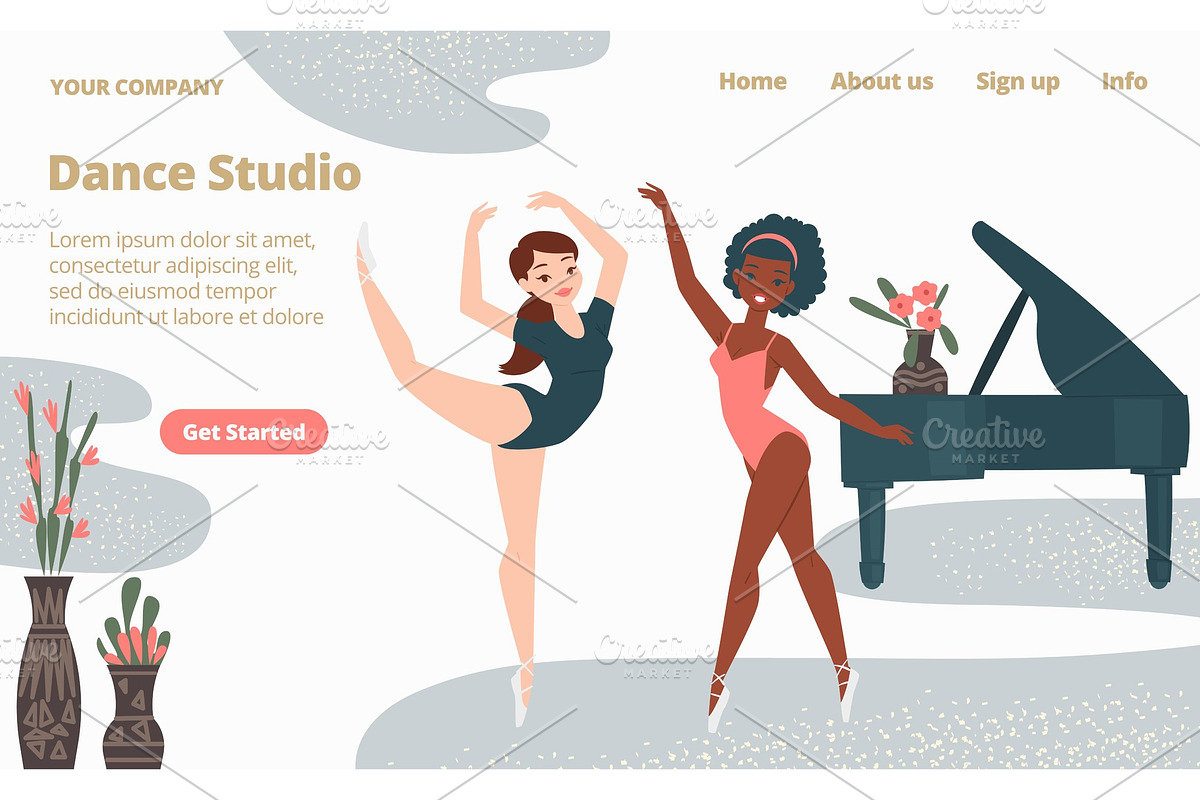 Ballet school dance studio landing, an Education Illustration by RocketArt