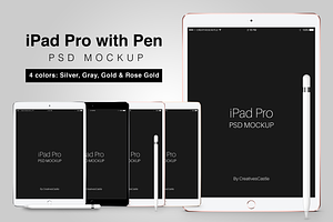 iPad Pro PSD Mockup with Pen