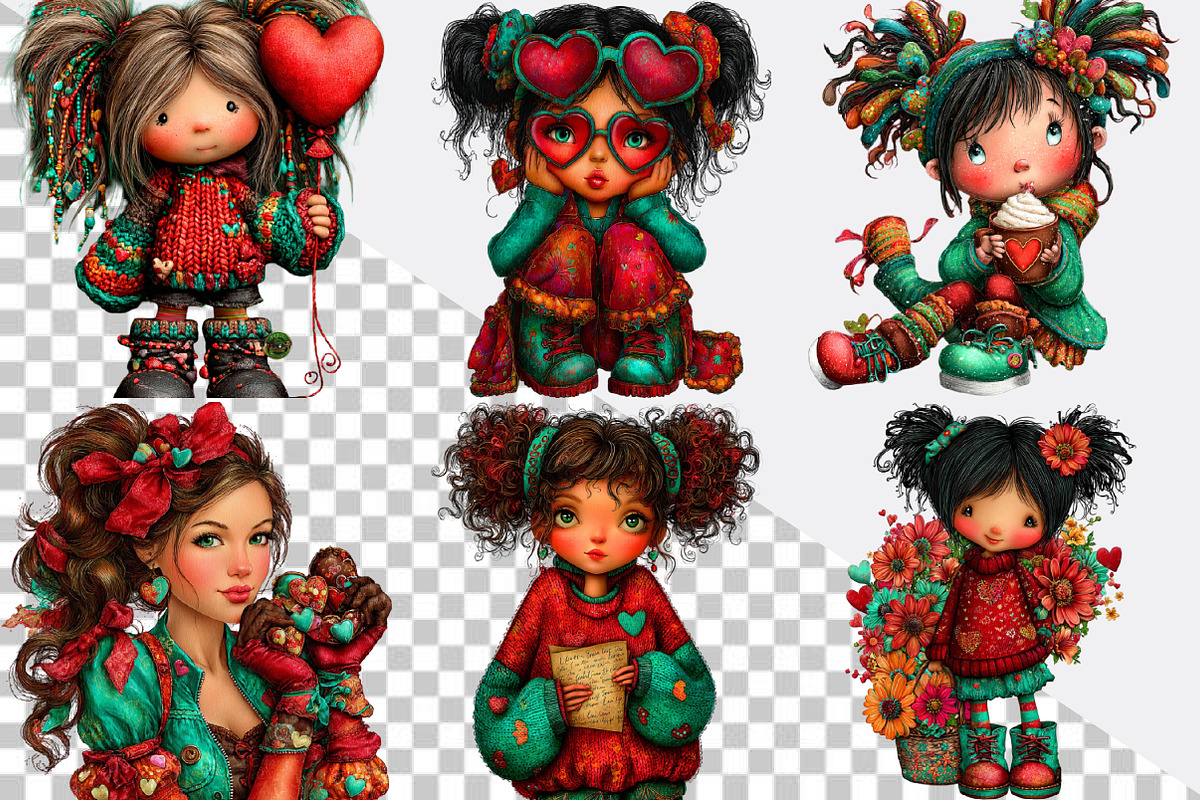 Whimsical Valentine Girl Clipart Bun, an Illustration by SVGArt (Photo 5 of 8)