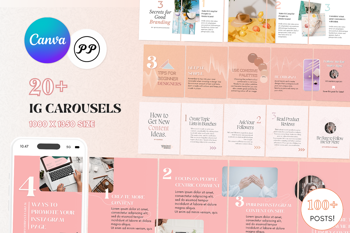 Canva Instagram Carousel Template, a Social Media Template by PittaFinePrint (Photo 1 of 10)