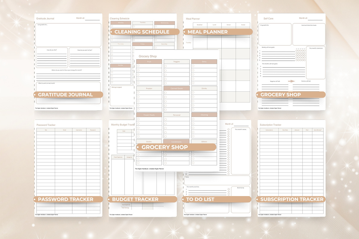 Undated Digital Planner iPad, a Stationery Template by Tas Creative Studio