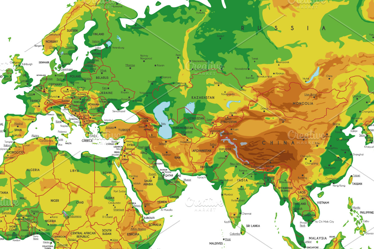 2x Physical World Maps, an Education Illustration by asantosg (Photo 2 of 14)