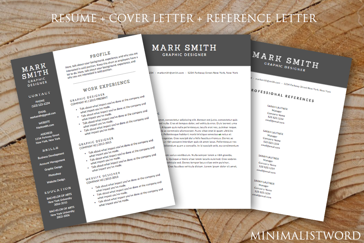 Resume Cover Letter References 3Pack, a Resume Template by MinimalistWord