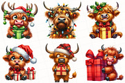 Christmas Highland Cow Clipart, an Illustration by OK Design (Thumbnail 4 of 5)