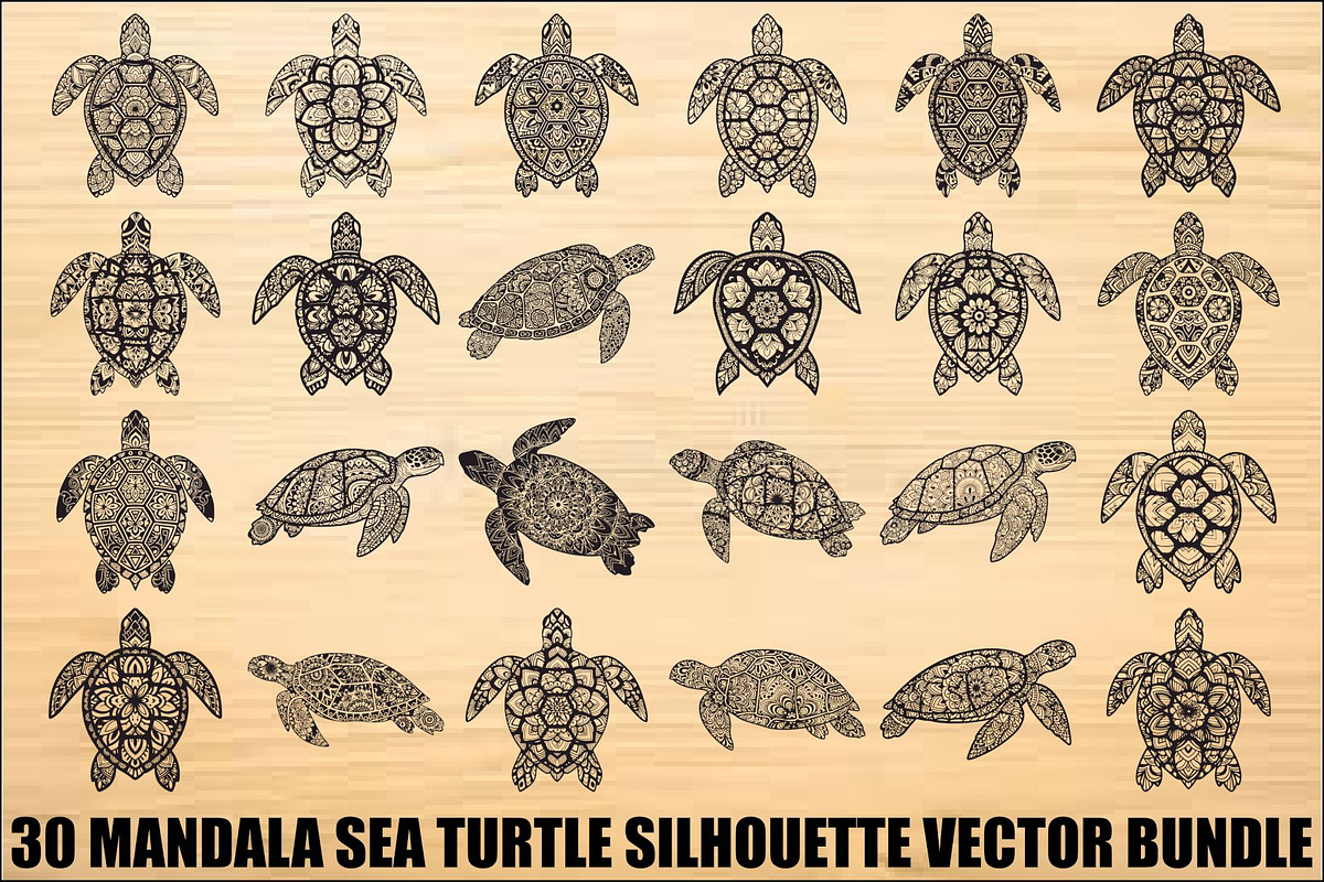 Mandala Sea Turtle SVG Bundle, an Illustration by yasushie (Photo 1 of 31)