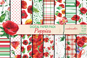 Watercolor Poppies patterns, a Pattern Graphic by DollyPotterson (Thumbnail 1 of 6)