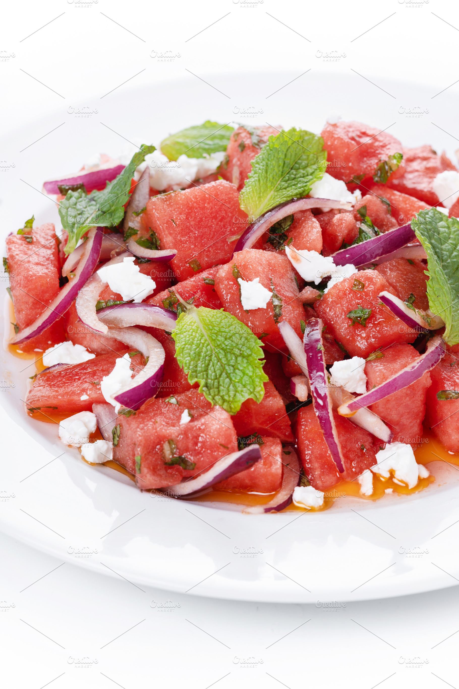 Fresh Watermelon Feta Salad with Mint and Red Onion, a Food & Drink Photo by etorres69