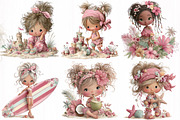 Whimsical Summer Beach Girls Clipart, an Illustration by DreamCafeArt (Thumbnail 2 of 7)