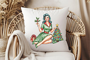 Vintage Pin Up Christmas Girl Clipar, an Illustration by DreamCafeArt (Thumbnail 6 of 6)