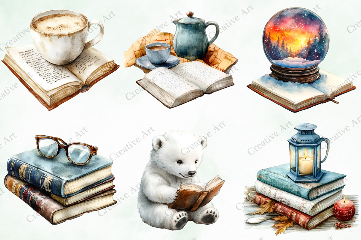 Winter Reading Clip Art, an Illustration by Creative Art (Photo 3 of 8)
