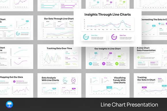 Line Chart Statistic Keynote preview 3