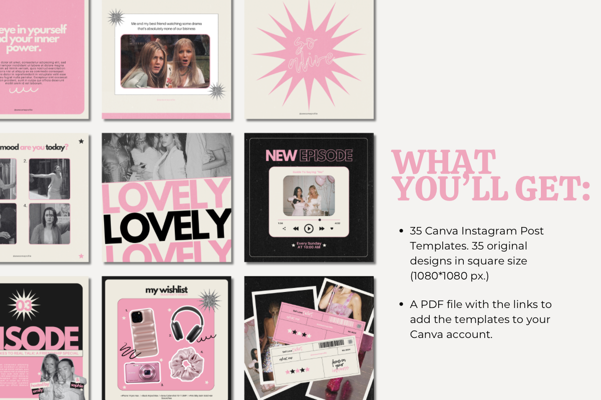 Pink Aesthetic Instagram Templates, a Social Media Template by Ad Astra Creations (Photo 3 of 5)