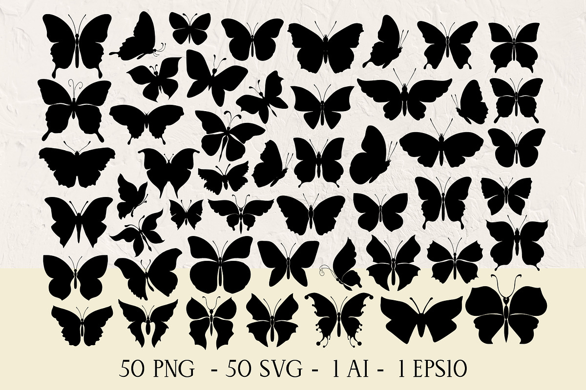 Butterfly silhouettes clipart Svg, an Object Graphic by Glass Cat Design (Photo 1 of 7)