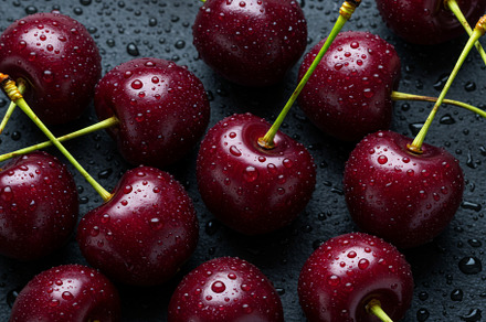Fresh ripe cherries with water dropl, a Food & Drink Photo by professorinc