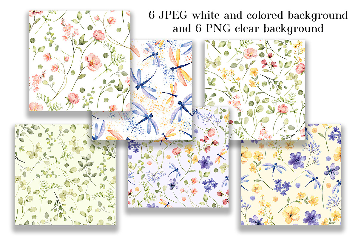 Digital paper, patterns wild flowers, a Pattern Graphic by Larisa Maslova (Photo 2 of 3)