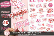 Valentine's Day Sticker Pack PNG, a Decorative Illustration by TheBlackCatPrints (Thumbnail 2 of 2)