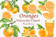 Oranges Watercolor Clipart, a Food Illustration by BarvArt (Thumbnail 1 of 6)