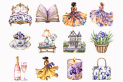 Watercolor Luxury Irises Clipart, an Illustration by Design Market (Thumbnail 2 of 3)