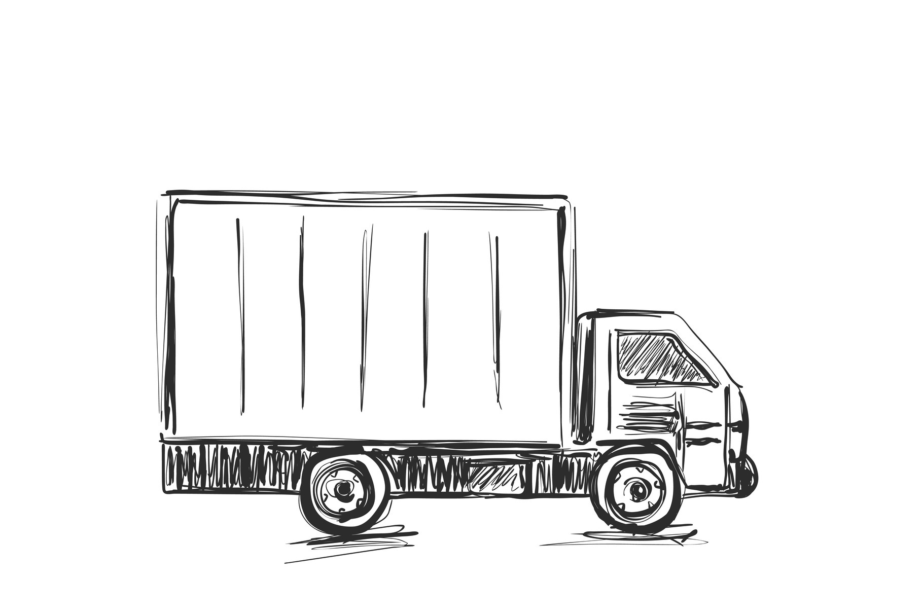 Sketch logistics and delivery poster. Hand drawn vector illustration ...
