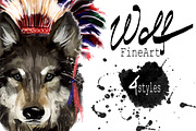 Set wolf portraits .4 styles, an Animal Illustration by art_mouse (Thumbnail 1 of 5)