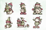 Whimsical Christmas Snowman Clipart, an Illustration by Creative Art (Thumbnail 2 of 8)