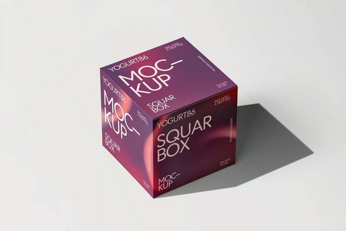 Square Cardboard Box Mock-up, a Packaging Mockup by zippypixelstudio (Photo 2 of 12)