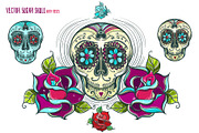Vector Sugar Skull with roses, a Pattern Graphic by Shusha Guna Art (Thumbnail 2 of 8)