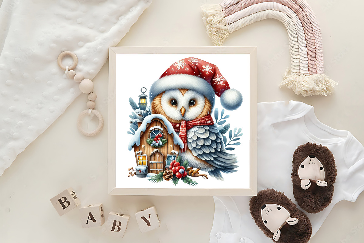 Christmas Barn Owl  PNG, an Illustration by Designking (Photo 3 of 4)