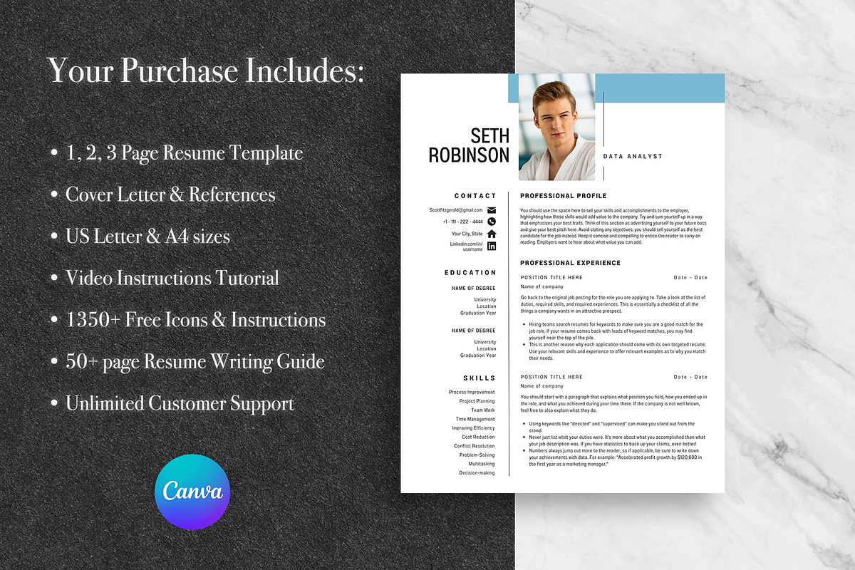 Modern Resume Template Pack | Canva, a Resume Template by Lux Resume (Photo 8 of 9)