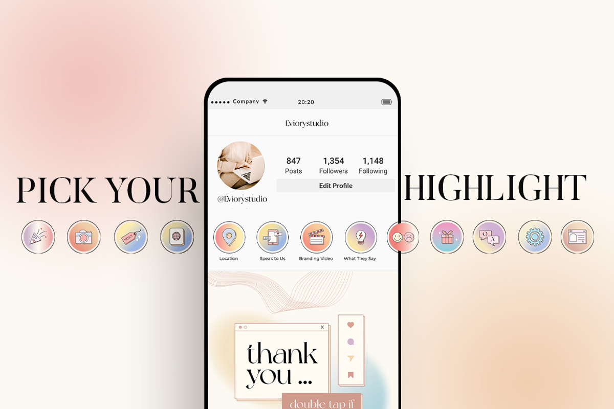 BUNDLE Highlight Instagram CANVA PS, a Social Media Template by Eviory