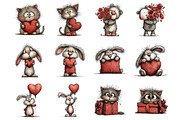 Whimsical valentines day clipart, an Illustration by SinaCreation (Thumbnail 2 of 11)