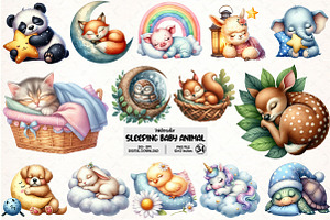 Sleeping Baby Animal Clipart, an Illustration by Pixels.Craft