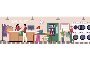 People in laundry room. Dirty, a Person Illustration by YummyBuum