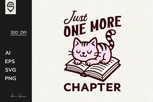Just One More Chapter – Cat & Book, an Animal Illustration by shaondesigns