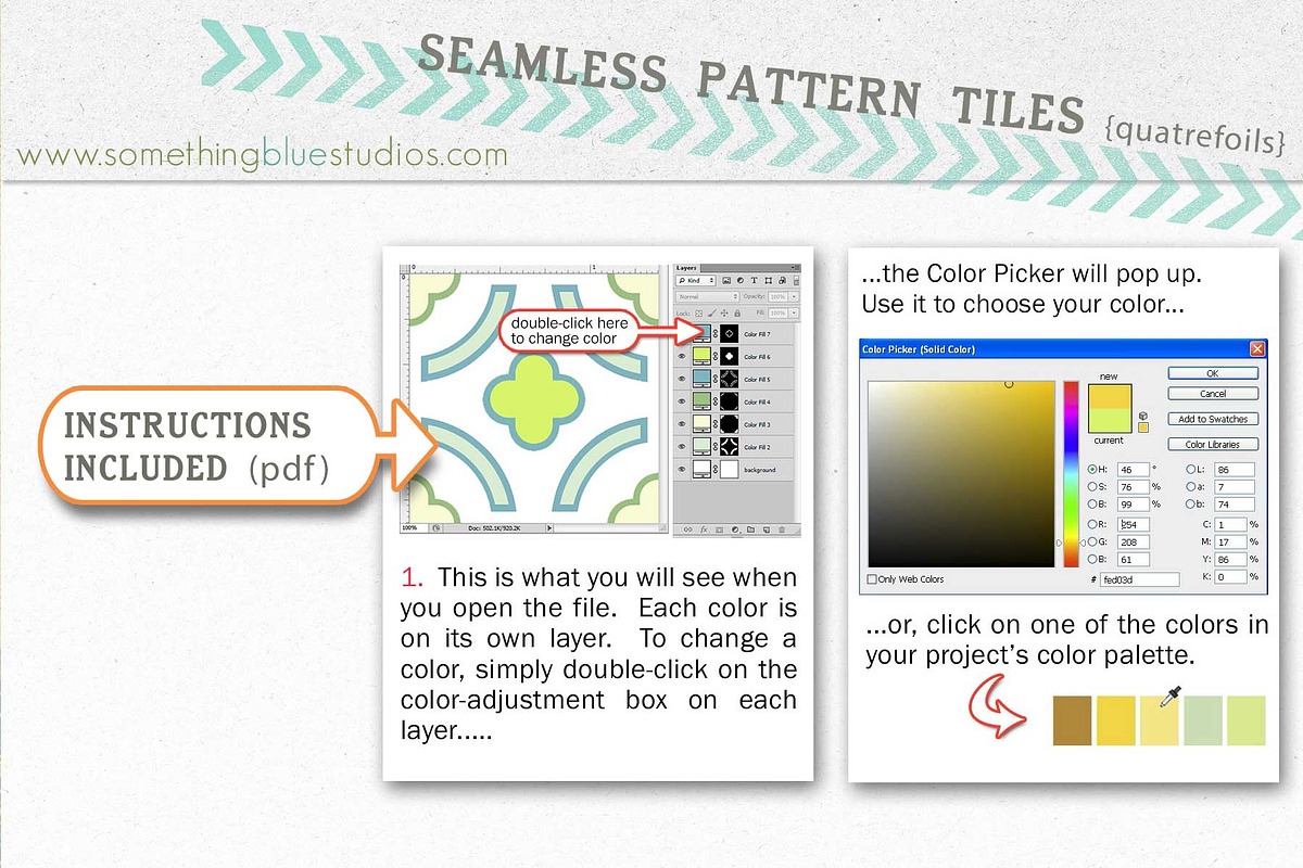 Seamless Pattern Tiles - Quatrefoils preview 2