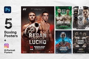 5 Boxing Fight Poster Templates, a Flyer Template by Bornx Design