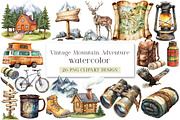 Vintage Mountain Adventure, a Seasonal Illustration by DreamArtGraphic (Thumbnail 1 of 4)