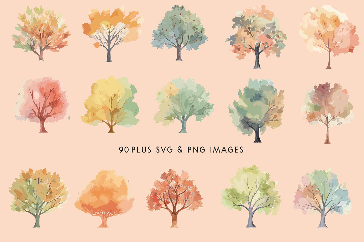 Autumn Trees Watercolor 90 SVG Image, a Seasonal Illustration by Image Design (Photo 3 of 5)