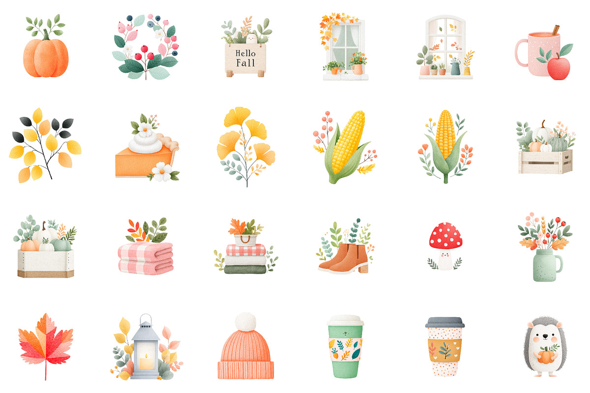 Autumn Watercolor Clipart Set, an Illustration by Sublimation Artist (Photo 2 of 6)