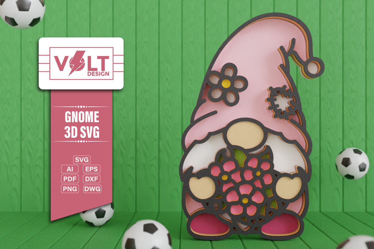 Summer Gnome 3D SVG Multilayered Cut, a Decorative Illustration by Volt_Design (Photo 3 of 3)