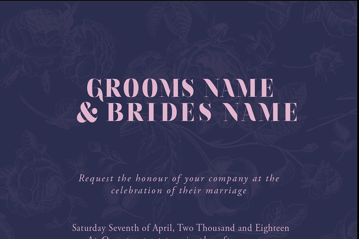 navy and pink floral wedding invites, an Invitation Template by Salty Lunch (Photo 2 of 2)